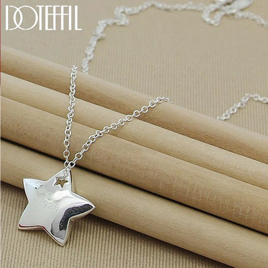 Sterling Silver Star Pendant Necklace 18 inches Chain Fashion Jewellery Necklace