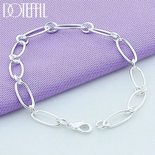 DOTEFFIL 925 Sterling Silver Simple Chain Bracelet For Woman Charm Wedding Engagement Party Fashion Jewellery