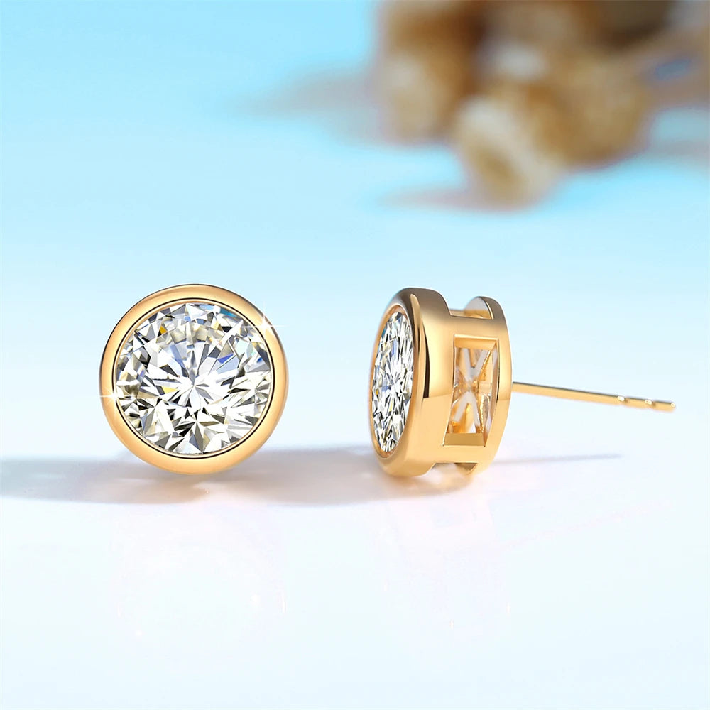 Moissanite Earrings 18K Gold 100% Real With Certificate Luxury AU750 Jewelry For Women K Gold Earring Studs Trend Present