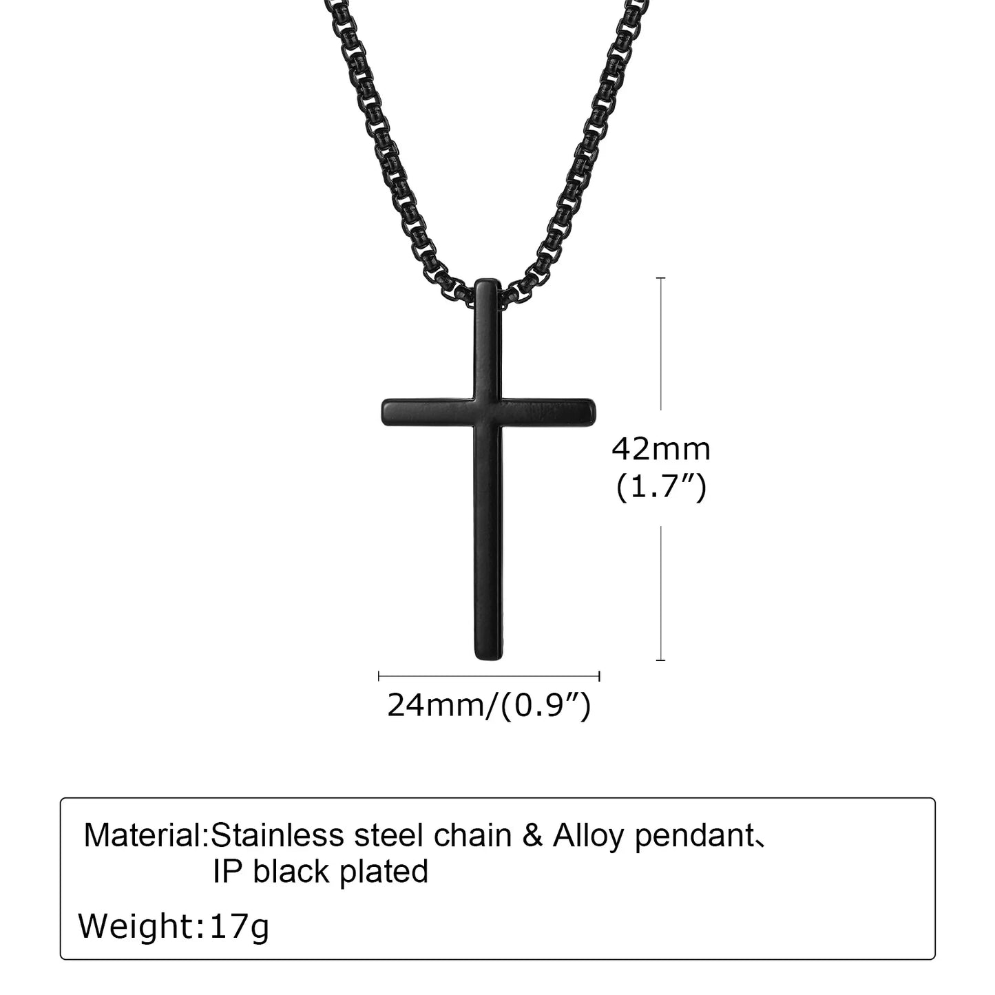 Cross Necklace for Men and Women – Silver Colour Plain Cross Pendant with Stainless Steel Box Chain