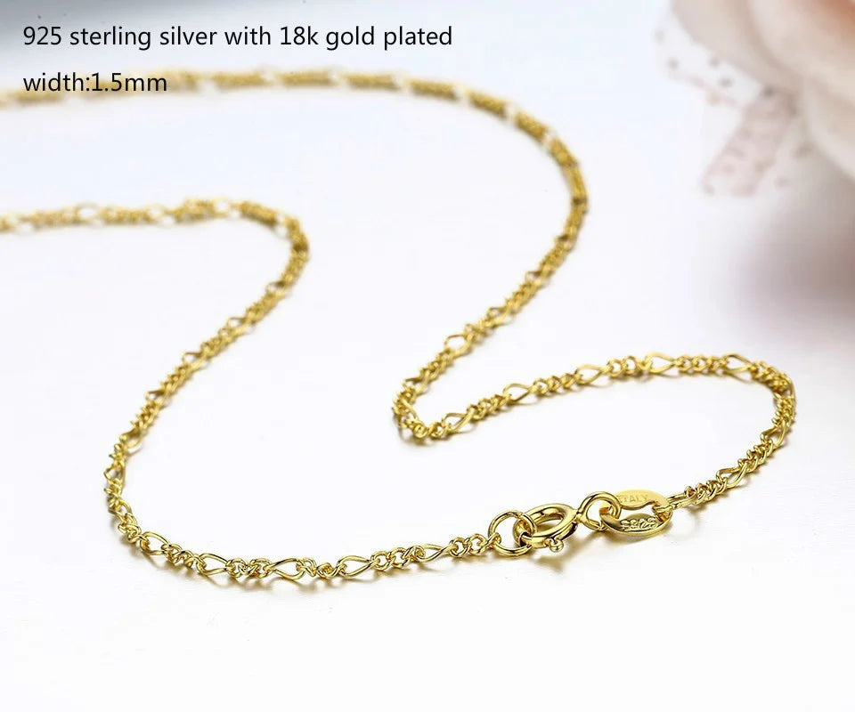 35cm-40cm 925 Sterling Silver Gold Color Short Chain Choker Necklaces Women Girls Jewellery Kolye Collier Stamped Italy