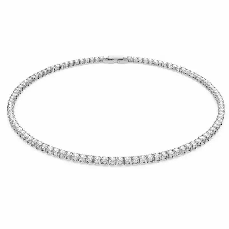 925 Sterling Silver Necklace Zircon Chain Necklace Women Fashion Simple Engagement Wedding Charm Jewelry 4mm 45cm