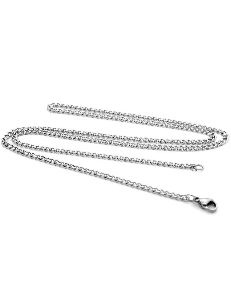 3mm Men's Cuban Chain Necklace – Simple Stainless Steel & Titanium Steel Fashion Jewelry, Trendy Gift