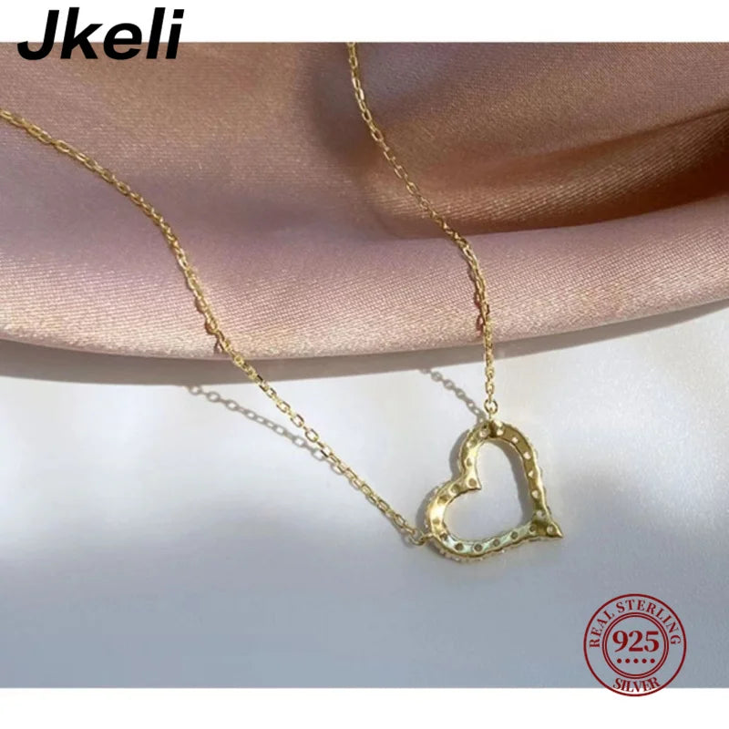 Korean Fashion Necklace for Women Heart Shaped Zircon Necklace Pendant Temperament Clavicle Chain Birthday Party Jewelry Gift