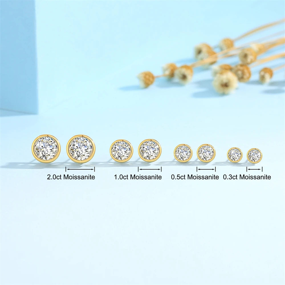 Moissanite Earrings 18K Gold 100% Real With Certificate Luxury AU750 Jewelry For Women K Gold Earring Studs Trend Present