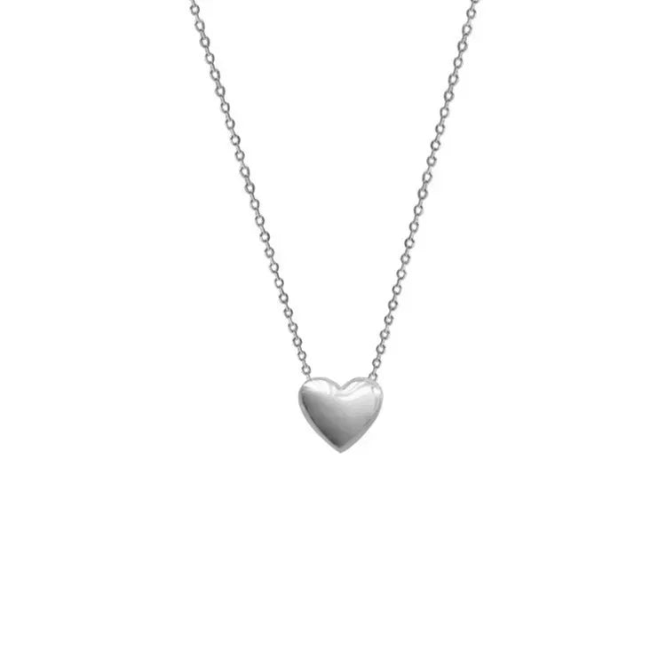 INZATT Real 925 Sterling Silver Plated 14K Gold Heart Pendant Choker Necklace Fo Female Light Luxury Classic Fine Jewelry