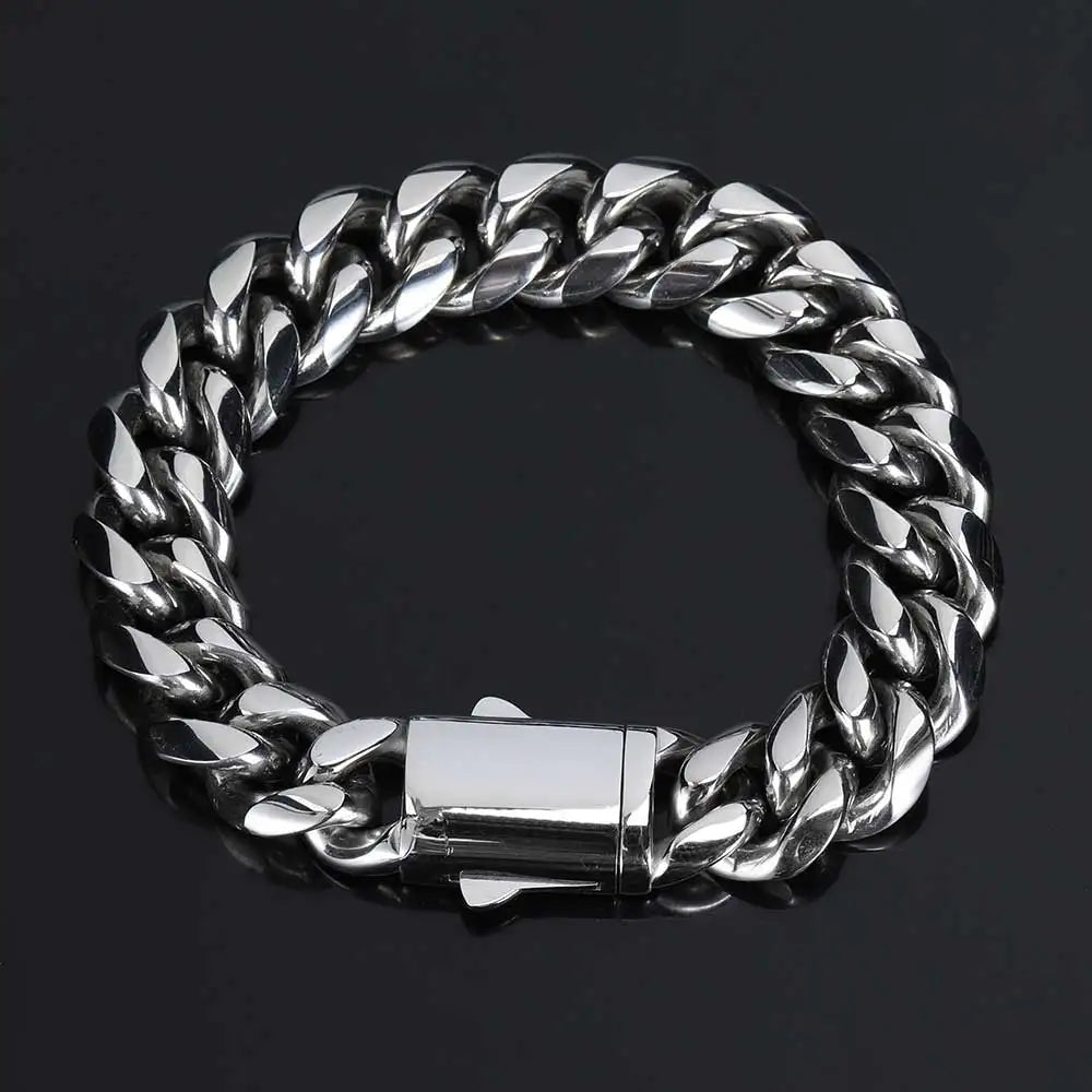 Stainless Steel Waterproof Cuban Link Chain Necklace – Unisex, Available in Silver and Gold, 8-14mm Widths