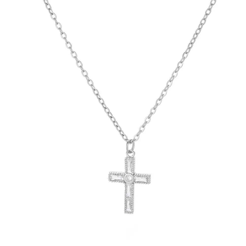 Cross Pendant Necklace for Women – Stainless Steel Collar Design