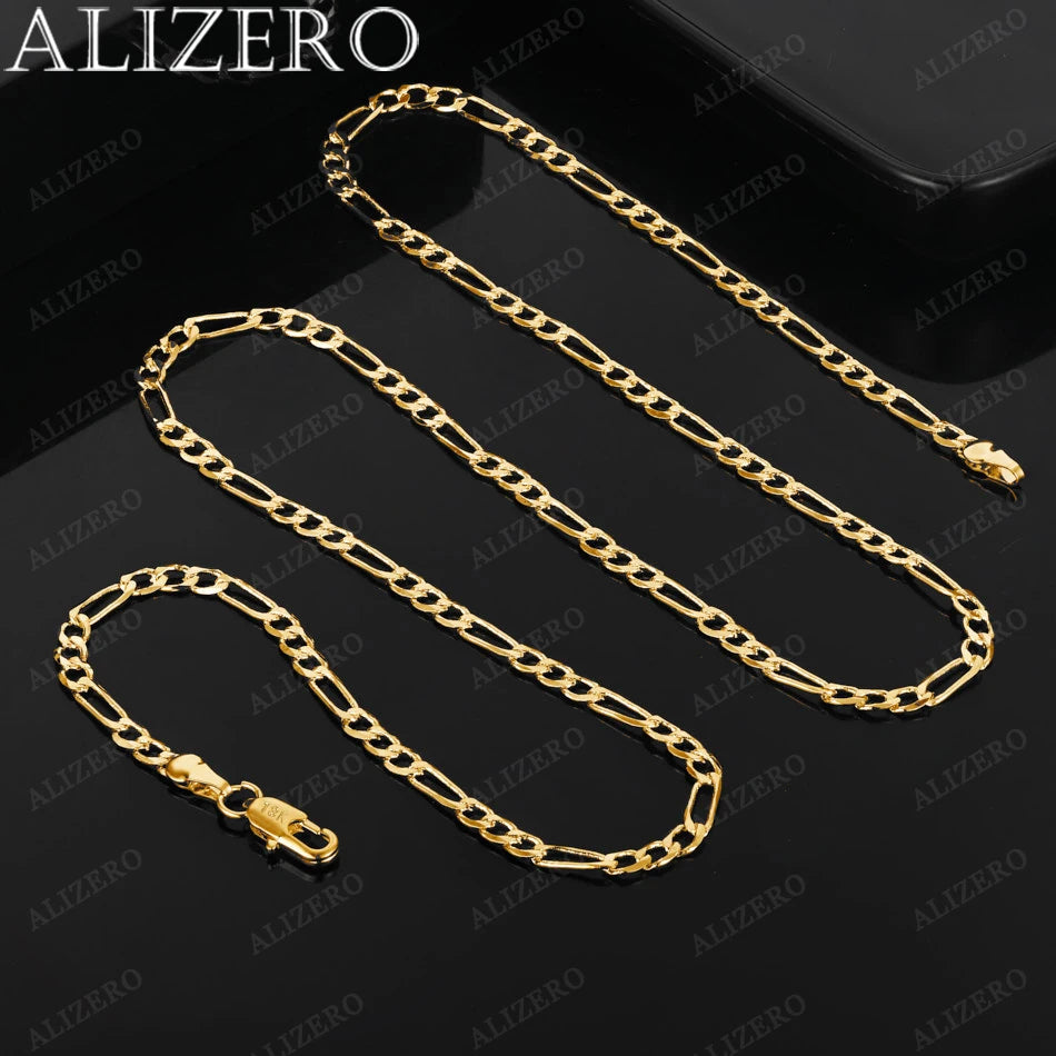 ALIZERO 18K Gold 4MM Figaro Chain Necklace For Women Men Fashion Hip Hop Punk Necklaces Jewelry Wholesale 40-75cm