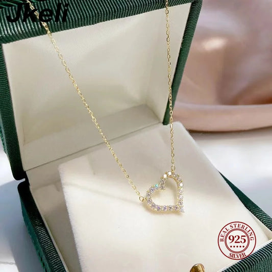 Korean Fashion Necklace for Women Heart Shaped Zircon Necklace Pendant Temperament Clavicle Chain Birthday Party Jewelry Gift