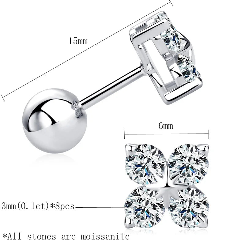 OEVAS 100% 925 Sterling Silver Real 0.8 Carat D Color Moissanite Stud Earrings For Women Sparkling Party Gifts Fine Jewelry