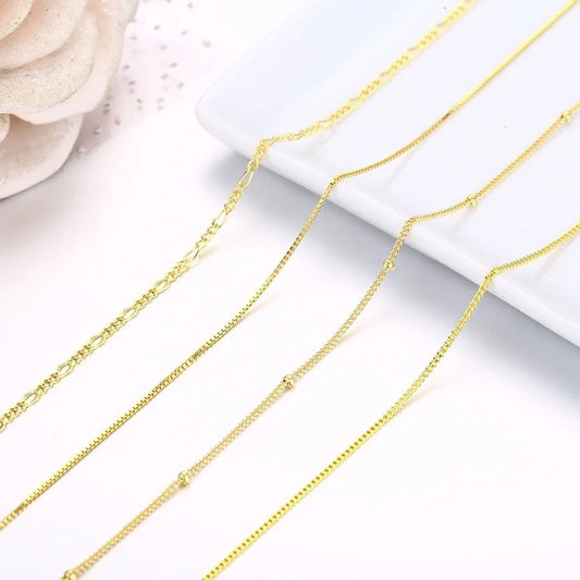 35cm-40cm 925 Sterling Silver Gold Color Short Chain Choker Necklaces Women Girls Jewellery Kolye Collier Stamped Italy