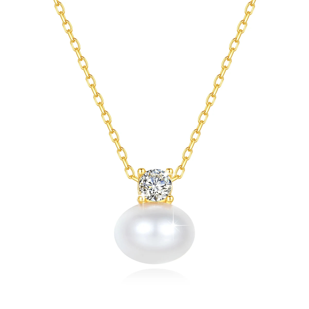 100% Real 18K Gold Pearl Necklace With Moissanite Stone Luxury AU750 K Gold Pendant Wedding Jewelry Gift With Certificate 2024