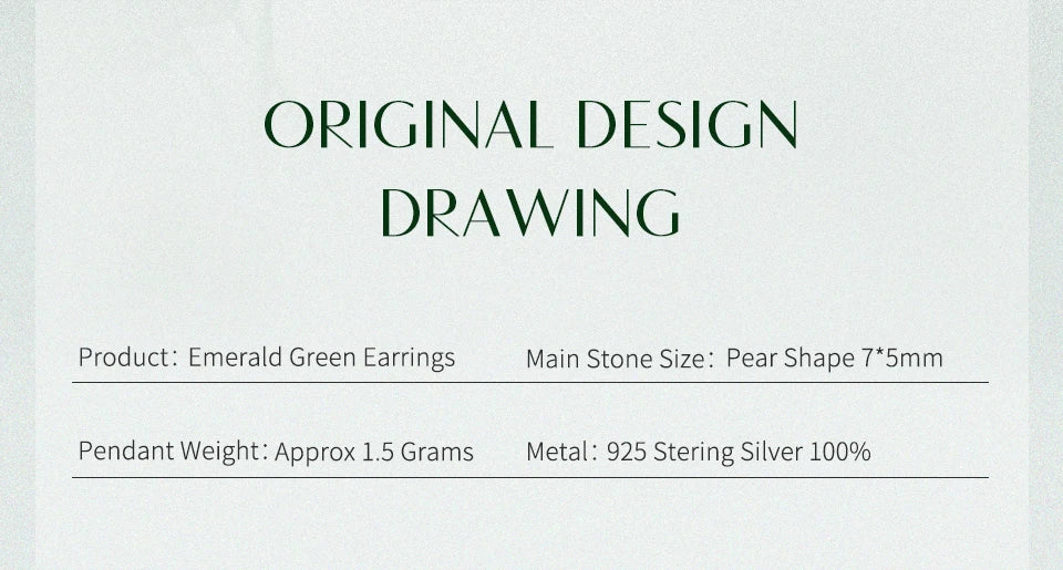 Pear Emerald Gemstone Jewellery Set for Women – S925 Sterling Silver Necklace & Stud Earrings, Elegant Wedding Gift