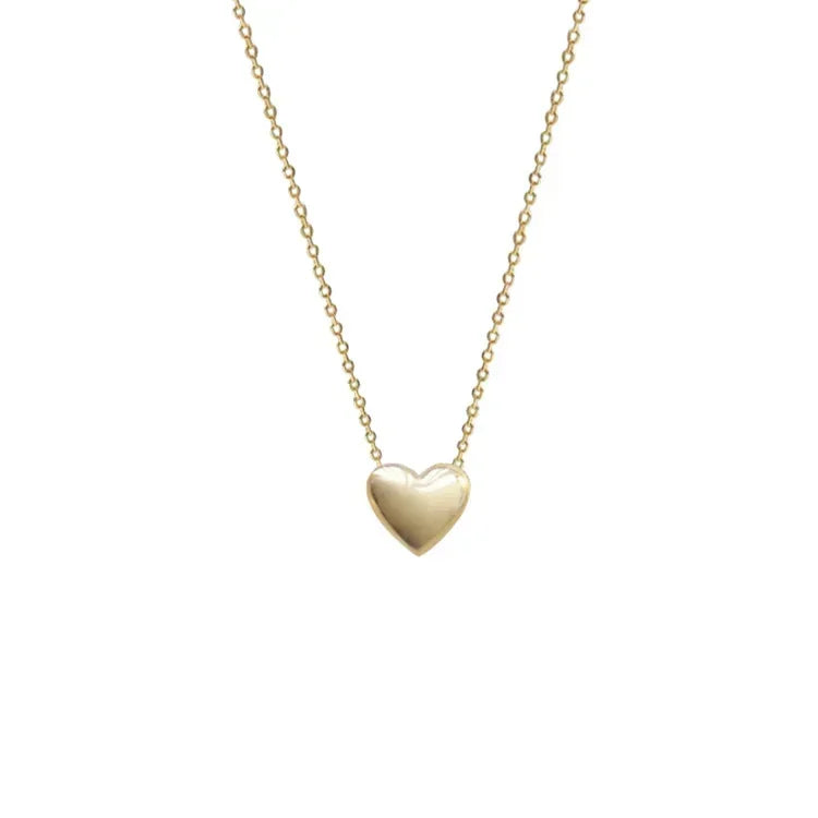 INZATT Real 925 Sterling Silver Plated 14K Gold Heart Pendant Choker Necklace Fo Female Light Luxury Classic Fine Jewelry