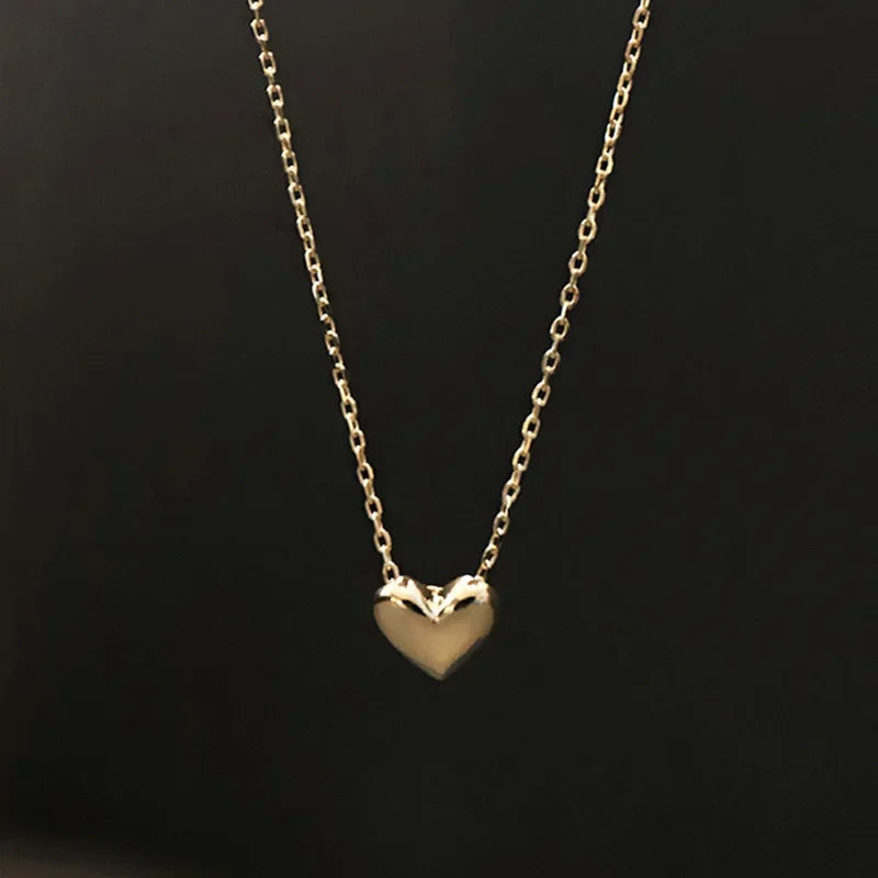 INZATT Real 925 Sterling Silver Plated 14K Gold Heart Pendant Choker Necklace Fo Female Light Luxury Classic Fine Jewelry