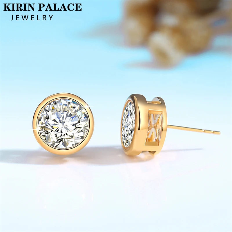 Moissanite Earrings 18K Gold 100% Real With Certificate Luxury AU750 Jewelry For Women K Gold Earring Studs Trend Present