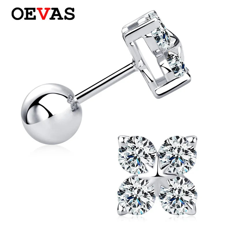 OEVAS 100% 925 Sterling Silver Real 0.8 Carat D Color Moissanite Stud Earrings For Women Sparkling Party Gifts Fine Jewelry