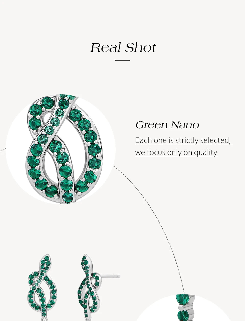 Snake Earrings for Women – Green Nano Gemstone, 100% 925 Sterling Silver, Party Jewellery Gift