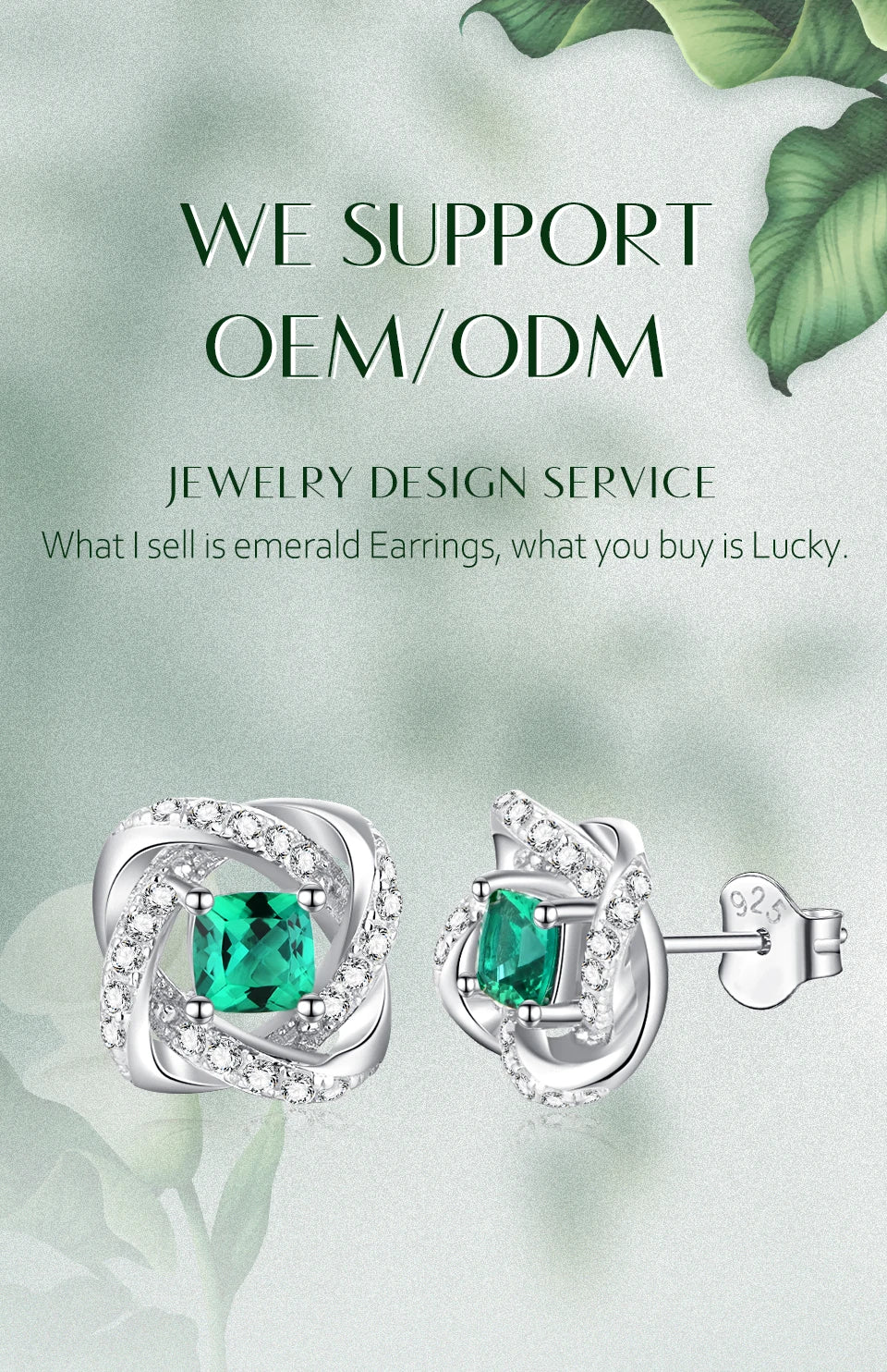 Sterling Silver Lab-Grown Emerald Gemstone Jewellery Set for Women – Stud Earrings & Pendant Necklace, Vintage Lady Gifts