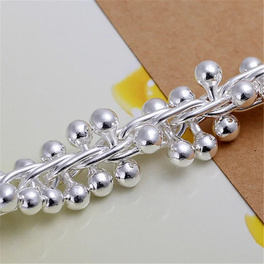 Fine NEW 925 Sterling Silver High Quality Lady solid beads Bracelet Charm Jewelry for Women Men Wholesale Wedding Gift