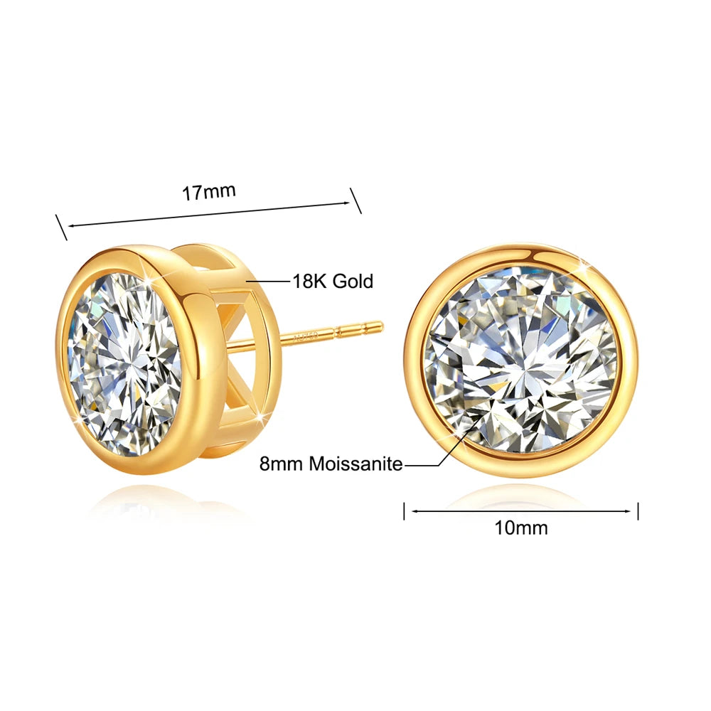 Moissanite Earrings 18K Gold 100% Real With Certificate Luxury AU750 Jewelry For Women K Gold Earring Studs Trend Present