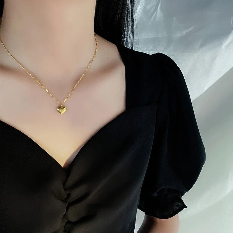 Silver Colour Love Necklace & Clavicle Chain – Gold Colour Necklace for Women Fashion Jewelry Gift