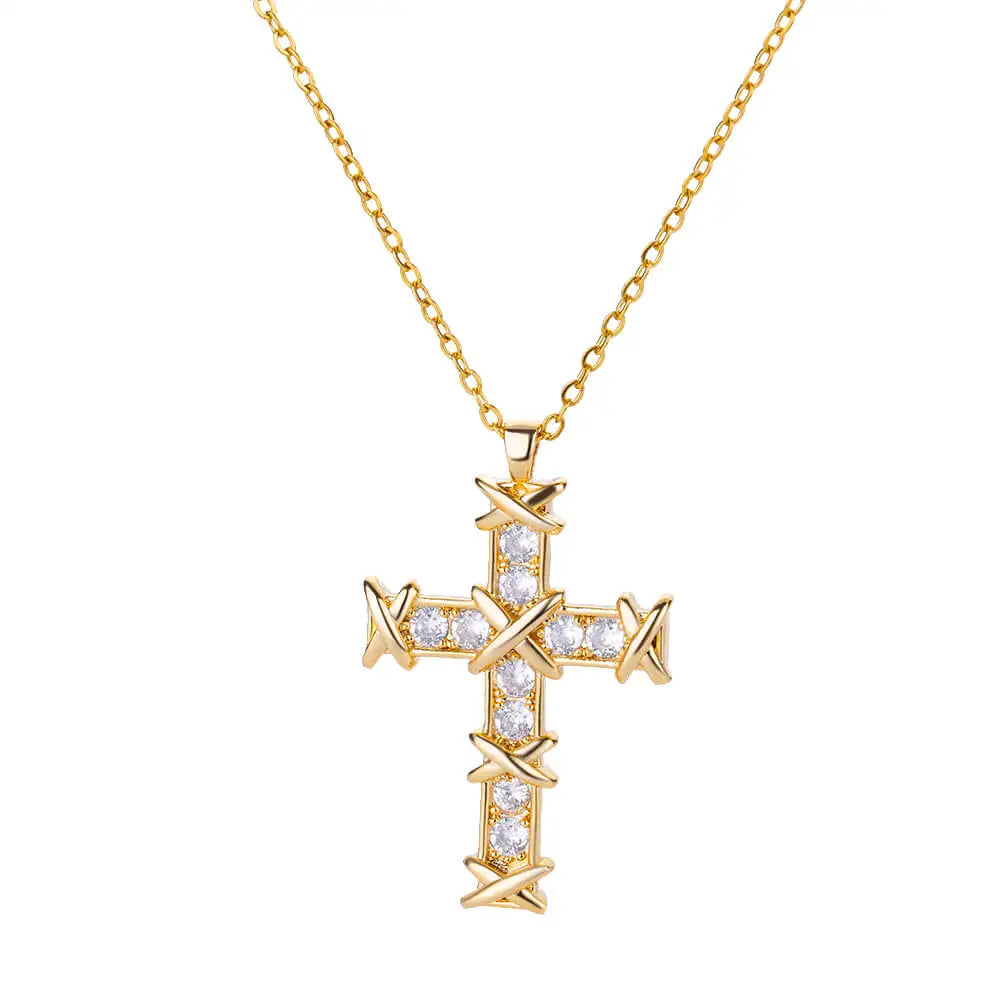 Cross Pendant Necklace for Women – Stainless Steel Collar Design