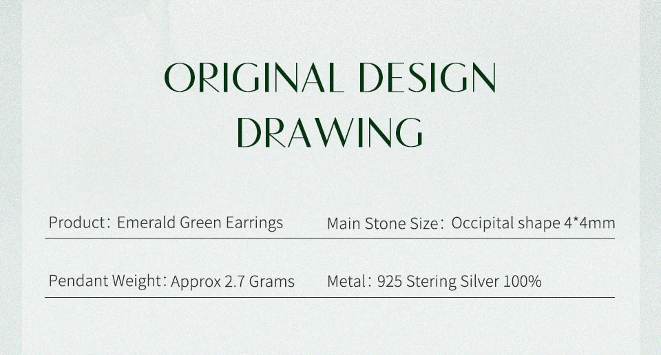 Sterling Silver Lab-Grown Emerald Gemstone Jewellery Set for Women – Stud Earrings & Pendant Necklace, Vintage Lady Gifts