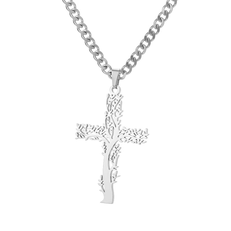 Cross Pendant Necklace for Women – Stainless Steel Collar Design