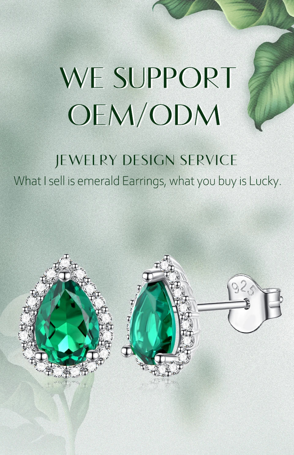 Pear Emerald Gemstone Jewellery Set for Women – S925 Sterling Silver Necklace & Stud Earrings, Elegant Wedding Gift