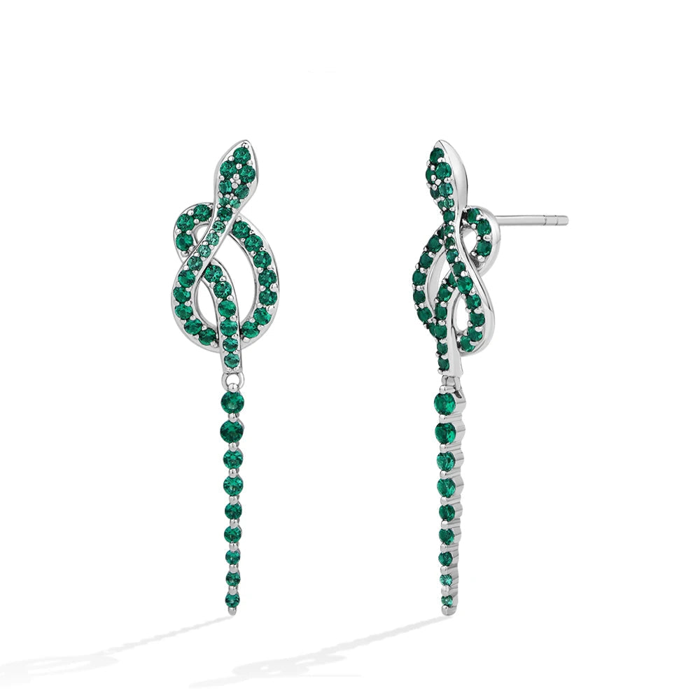 Snake Earrings for Women – Green Nano Gemstone, 100% 925 Sterling Silver, Party Jewellery Gift