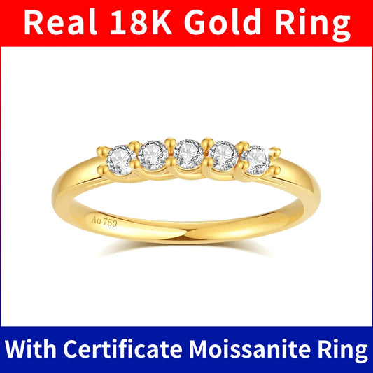 Wholesale 100% Real 18k Gold Ring 750 With Certificate European K Gold Moissanite Jewelry For Women Summer Luxury Wedding Gift