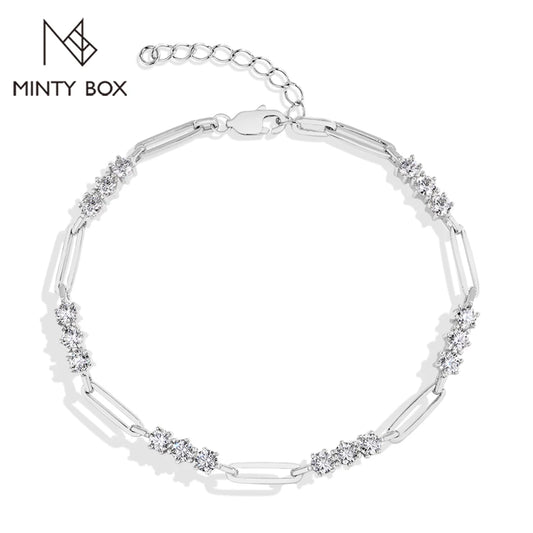 Silver Moissanite Bracelets for Women 1.8ctw Lab Diamond 16-19cm Adjustable 18k Gold Plated Wedding Jewelry Gift