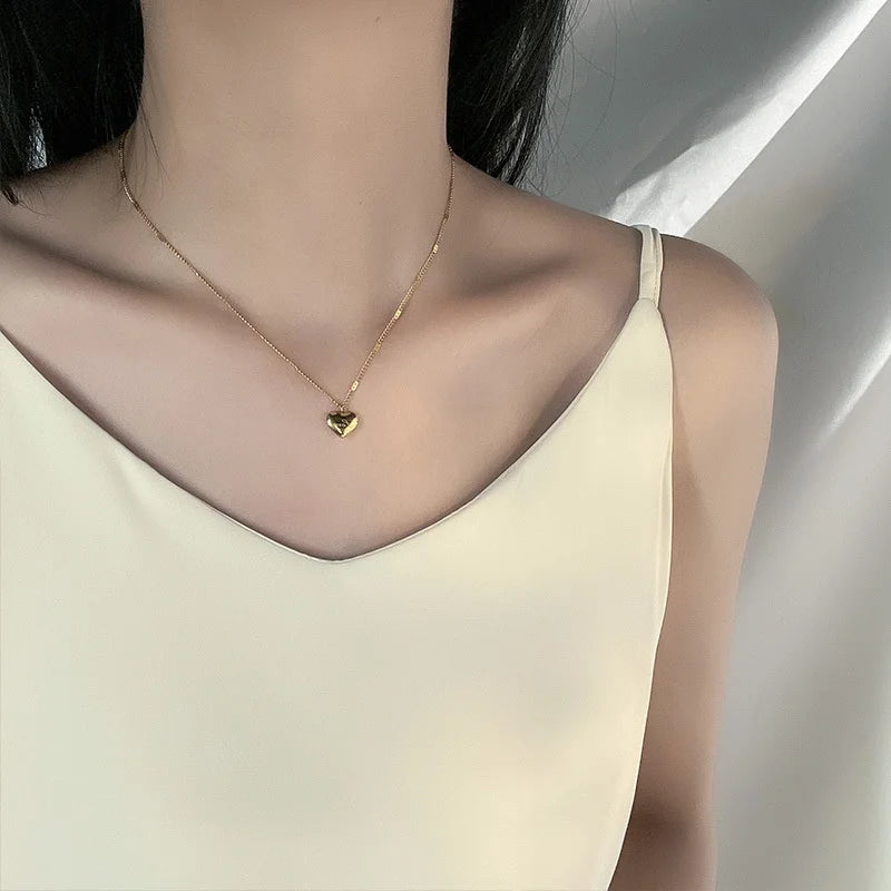 Silver Colour Love Necklace & Clavicle Chain – Gold Colour Necklace for Women Fashion Jewelry Gift