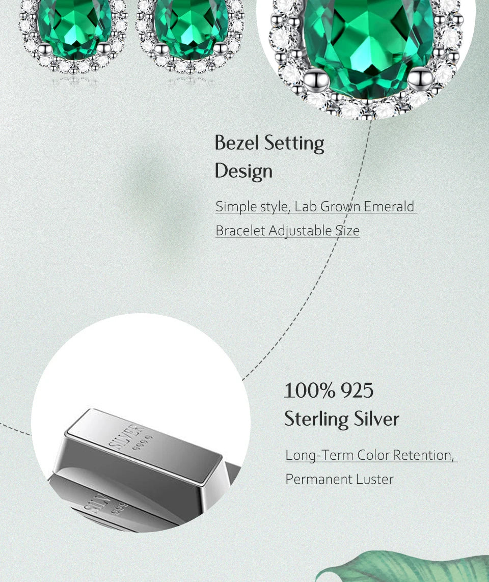 Pear Emerald Gemstone Jewellery Set for Women – S925 Sterling Silver Necklace & Stud Earrings, Elegant Wedding Gift