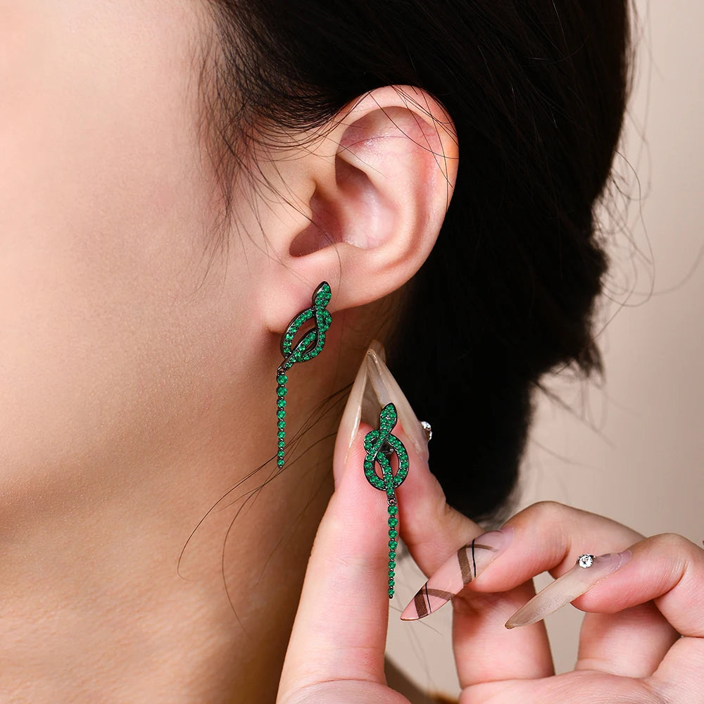 Snake Earrings for Women – Green Nano Gemstone, 100% 925 Sterling Silver, Party Jewellery Gift