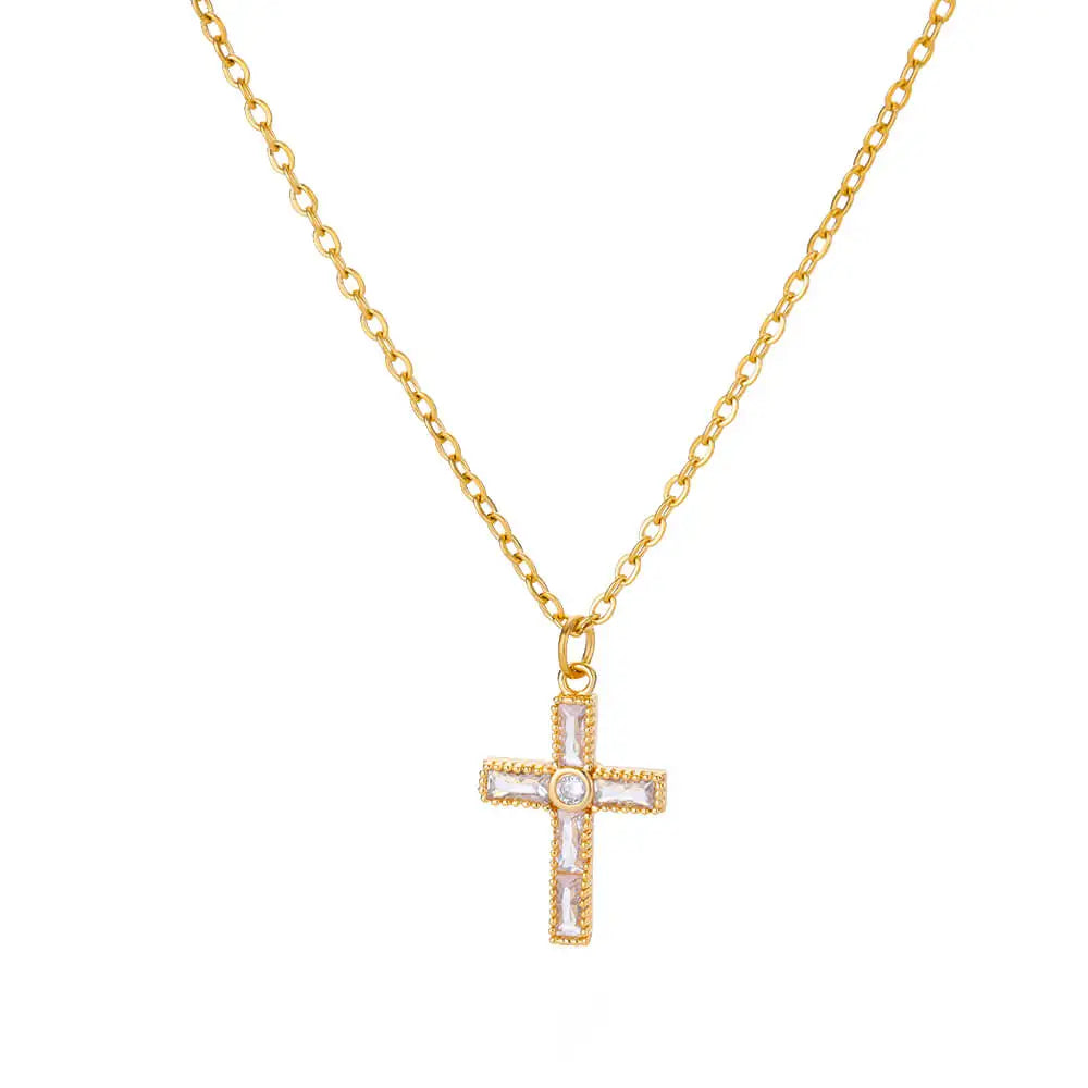 Cross Pendant Necklace for Women – Stainless Steel Collar Design